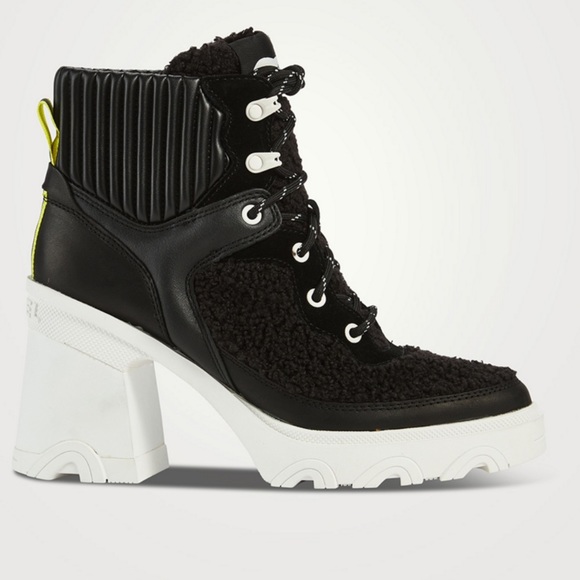 SOREL BREX HEEL LACE BOOTIE Black and White, size 8 - Picture 2 of 13